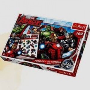 Trefl Drużyna Avengers. Puzzle + Tatuaże, 160 elementów