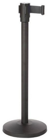 Saro Czarny słupek odgradzający paskowy | wys. 915 mm | 9 kg | pasek czarny 1800 mm 399-10065