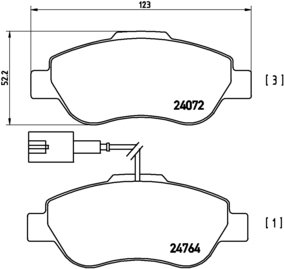 BREMBO Zestaw klocków hamulcowych, hamulce tarczowe P 23 107
