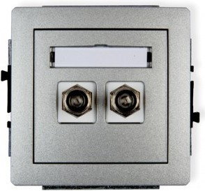 Karlik Gniazdo antenowe Podwójne typu F SAT 7DGF-2 srebrny metalik