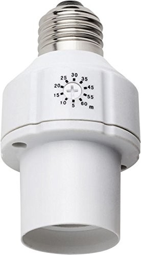 Ecosavers lampbasetimer akrylowa oprawka z gwintem E27 i włącznikiem czasowym, kolor biały (LampbaseTimer E27)