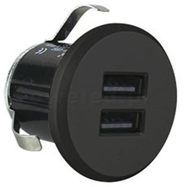 Orno Przewodowa ładowarka USB wpuszczana w blat z zasilaczem czarna OR-AE-1368/B
