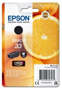 Epson oryginalny ink C13T33314012, T33, black, 6,4ml, Expression Home a Premium XP-530,630,635,830 C13T33314012