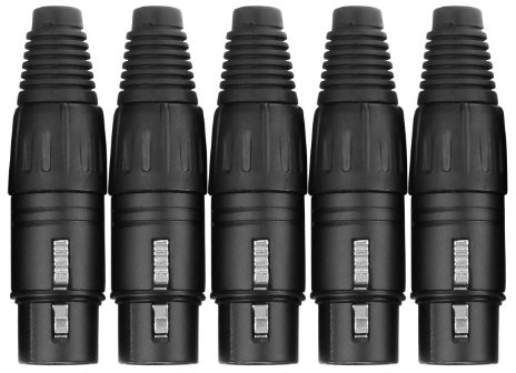 Pronomic Wtyk pronomic zestaw XLR Female 5 sztuk (do kabelkonfektionierung, montażu, wysokiej jakości tuleje zaciskowe z firmy odciążką, solidna obudowa z aluminiowego odlewu ciśnieniowego) Czarny 00030737