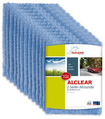 ALCLEAR Allrounder Premium 20820203 dwustronna ściereczka do usuwania hologramów, do polerowania auta, jachtu, nakładka na polerkę, 40 x 40 cm, niebieska, 20 sztuk