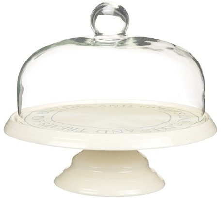 Kitchen Craft Classic Collection okrągła ceramiczna platera na ciasto ze szklaną pokrywą w kształcie dzwonu 29 cm TPCCSTAND