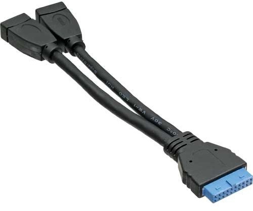 InLine 33445I 2 X gniazdo A na słupek przewód adaptera do portu USB 3.0 (19-stykowe)