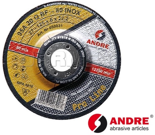 Andre Ściernica z obniżonym środkiem do szlifowania PRO-LINE, wersja STANDARD, typ 27 - 125MM x 6MM x 22,2MM - 050036) (AND_050036)