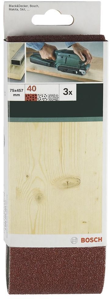 Bosch Papier ścierny pas wielkość ziarna 100 DxS) 533 mm x 75 mm 2609256219 3 szt