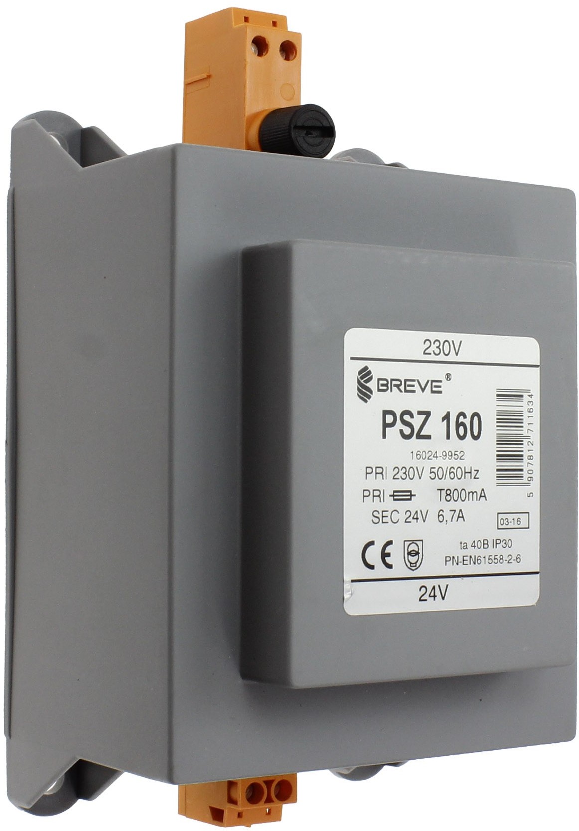 Breve 1-fazowy na szynę PSS 160VA 230/24V 16024-9952 Breve