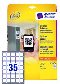 Avery Zweckform GmbH Etykiety do QR kodów 35 x 35 mm, 35 etykiet