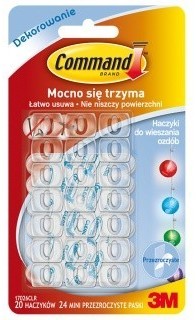 3M HACZYKI COMMAND DO OZDÓB 20szt 24pas TRANSPARENT