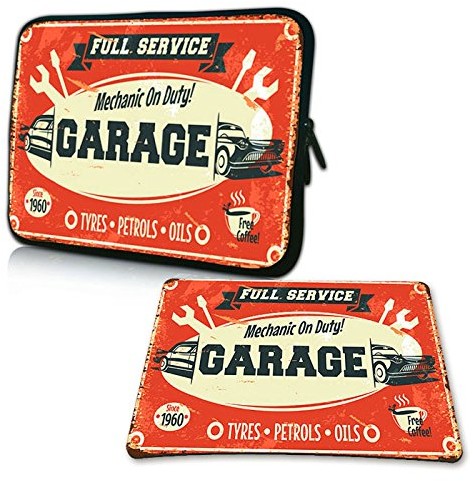 Pedea Design pokrowiec na notebooka z ekranem o przekątnej do 15,6 cala (39,6 cm) z dołączoną podkładką pod mysz Design, motyw Garage (warsztat samochodowy) SET019-66060457