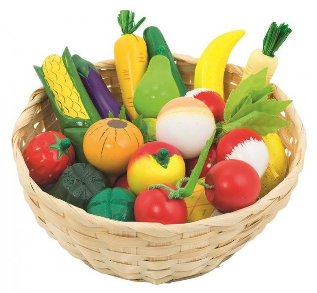 Goki Drewniane owoce i warzywa w koszyku 21szt. 51660