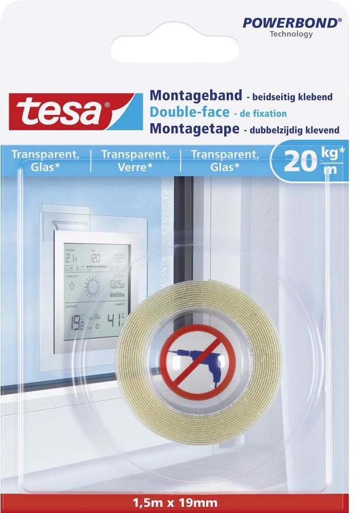 TESA Taśma montażowa POWERBOND DxS) 1500 mm x 19 mm 77740-00000-00 1 Rolka(ek)
