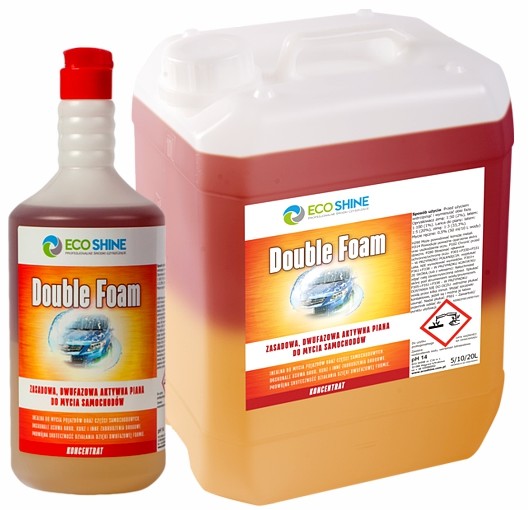 ECO SHINE DOUBLE FOAM 10L Zasadowa dwufazowa aktywna piana do mycia samochodów i części samochodowych
