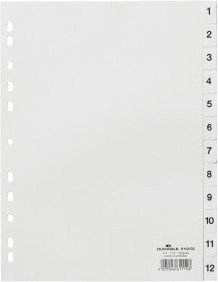 DURABLE Przekładka PP A4 białe, nadrukowane indeksy, 1-12