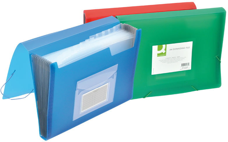 Q-Connect Teczka harm. z gumką , PP, A4, transparentna czerwona KF16597