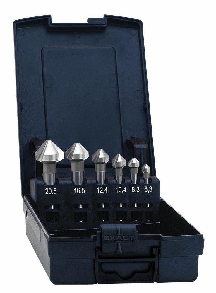 Exact Nawiertak zestaw 05619 Materiał wiertła Stal hartowana Średnica nawiercenia 8.3 mm 10.4 mm 12.4 mm 16.5 mm 20.5 mm Uchwyt narzędzia Uchwyt prosty DIN 335 Form C
