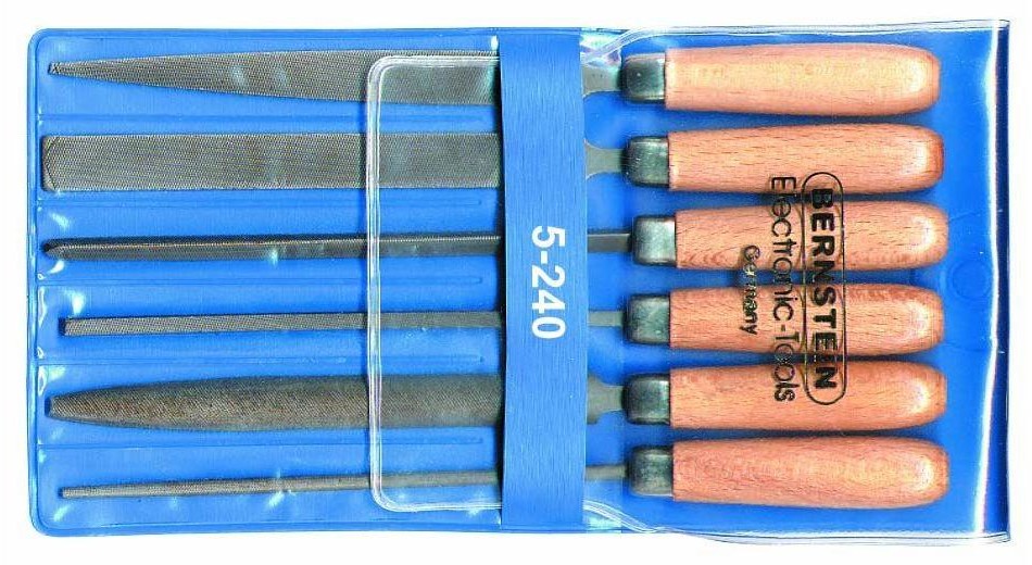 Bernstein Zestaw pilników z drewnianą rączką w etui 6 szt Bernstein 5-240 100 mm