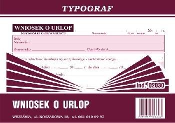 Typograf Wniosek o urlop A6 02030