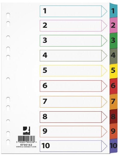 Q-Connect Przekładka A4 1-10 MYLAR mix kolorów - QCON199 NB-5515