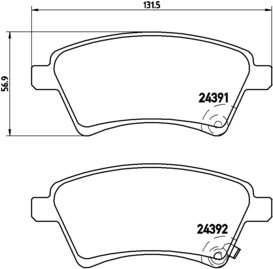 BREMBO Zestaw klocków hamulcowych, hamulce tarczowe P 23 105