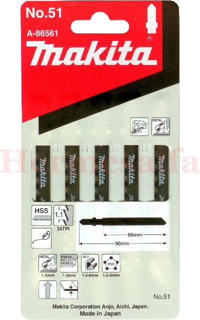 Makita brzeszczoty do wyrzynarek Nr 51 HSS 65 mm A-86561