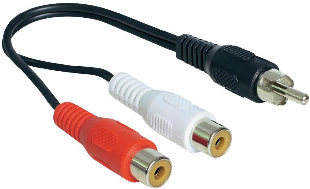 Delock Kabel audio Cinch 84493 [1x Złącze męskie cinch 2x Złącze żeńskie cinch] 0.20 m czarny