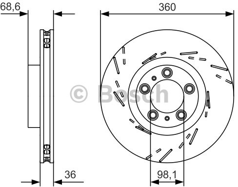 BOSCH Tarcza hamulcowa przednia, 0 986 479 D22  0986479D22