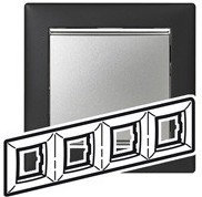 Legrand 770394 VALENA Ramka X4 POZIOM CZARNY/SREBRO