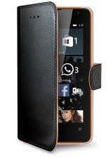 Celly 8021735712022 Wally Eco-skórzana torba na Nokia Lumia 430 Czarny