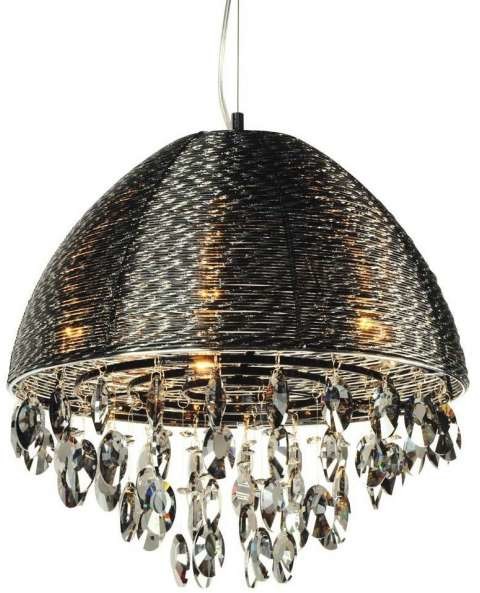 Lumina Deco LAMPA wisząca LEONELLA LDP 0276-5 BK Deco metalowa OPRAWA kryształowa crystal czarny