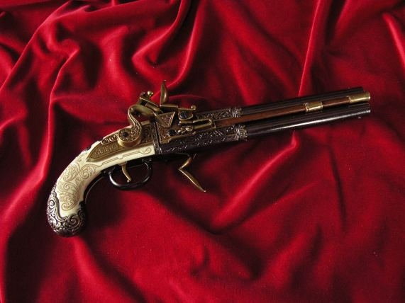 Denix ANGIELSKI DWULUFOWY PISTOLET SKAŁKOWY W. BAILES 1750r