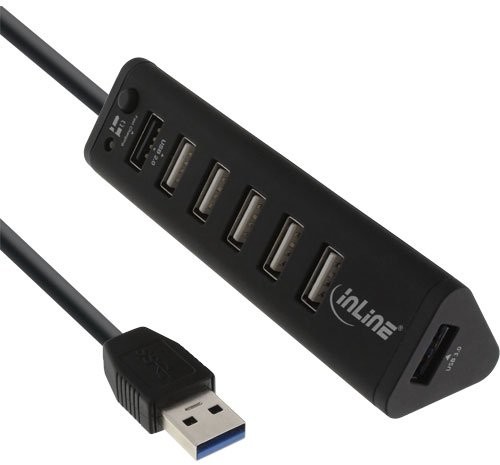 InLine Smart Hub, z 7 portami USB 3.0/2.0 ze złączem schnellade 4043718232369
