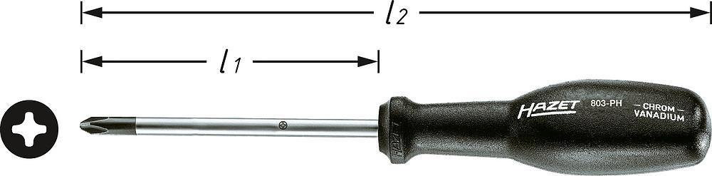 Hazet wkrętak krzyżowy 803-PH1 Długość klingi: 80 mm Rozmiar wkrętaka: PH 1 DIN
