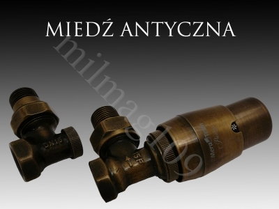 Mera Term Zestaw zaworów grzejnikowych termostatycznych ELEGANT kątowy MIEDŻ ANT