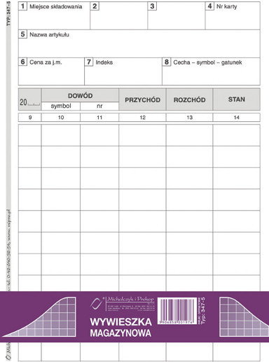 Michalczyk&Prokop 347-5 Druk M WYWIESZKA MAGAZYNOWA WM /40 KPL/