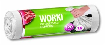 Anna Zaradna AZ WORKI NA ŚMIECI DO SEGREGACJI ODPADÓW LDPE 120L 10szt. BIAŁE (AZ1-WNS-7010)