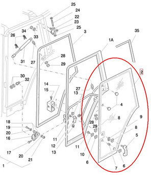 CNH SZYBA LEWA DRZWI 81871242 - E9NN94032N18BB