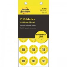 Avery Tabliczki Inwentaryzacyjne No Peel Do Opisu Ręcznego ZWECKFORM 2018 średnica 20 mm 120szt Żółte