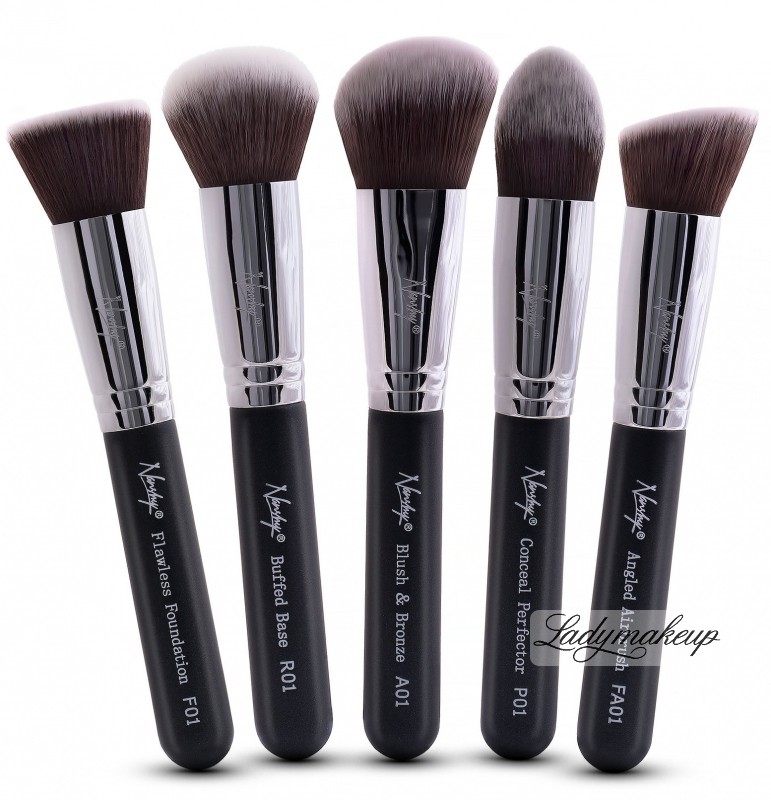 Nanshy GOBSMACK GLAMOROUS ONYX BLACK - Zestaw 5 pędzli do makijażu - FB-SET-004 N-FB-SET-004