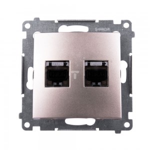 Kontakt Simon Simon 54 Gniazdo komputerowe podwójne 2xRJ45 kat.6 ekranowane z przesłoną zloty mat D62E.01/44 WMDK-0640xx-044 0001-00000-43395 [4350609]