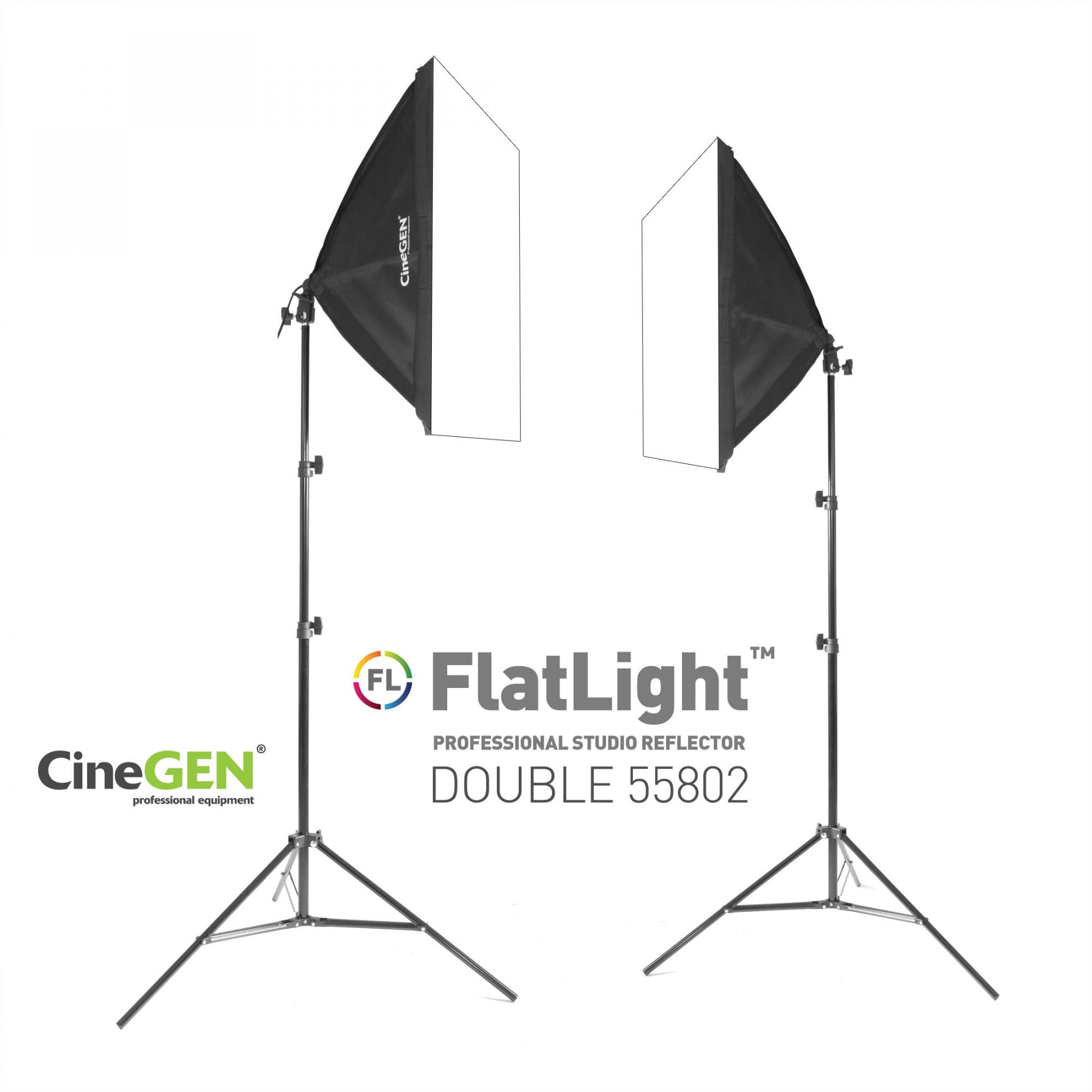 CineGEN Zestaw 2 lamp światła stałego SOFTBOX 50x50cm 85W 220cm DOUBLE-55882