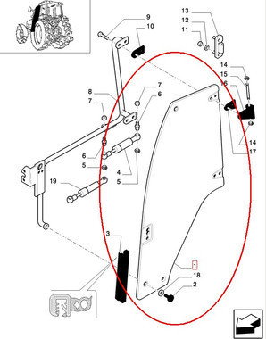 CNH SZYBA PRAWA DRZWI 82036000