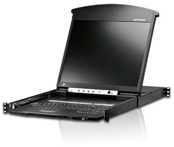 Aten KL1516AiM-AX-XG 48,3 cm (19 cale) Dual Slide ekran LCD z przyciskiem klawiatura (niemiecki, 102 Liczba) i KVM Switch (8-stopniowa) zapewnia PC Czarny KL1516AIM