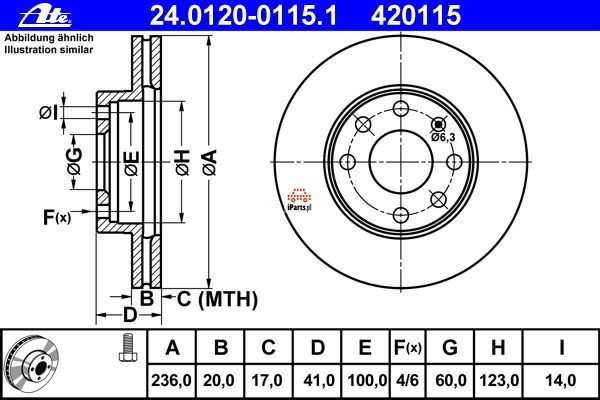 ATE Tarcza hamulcowa 24.0120-0115.1