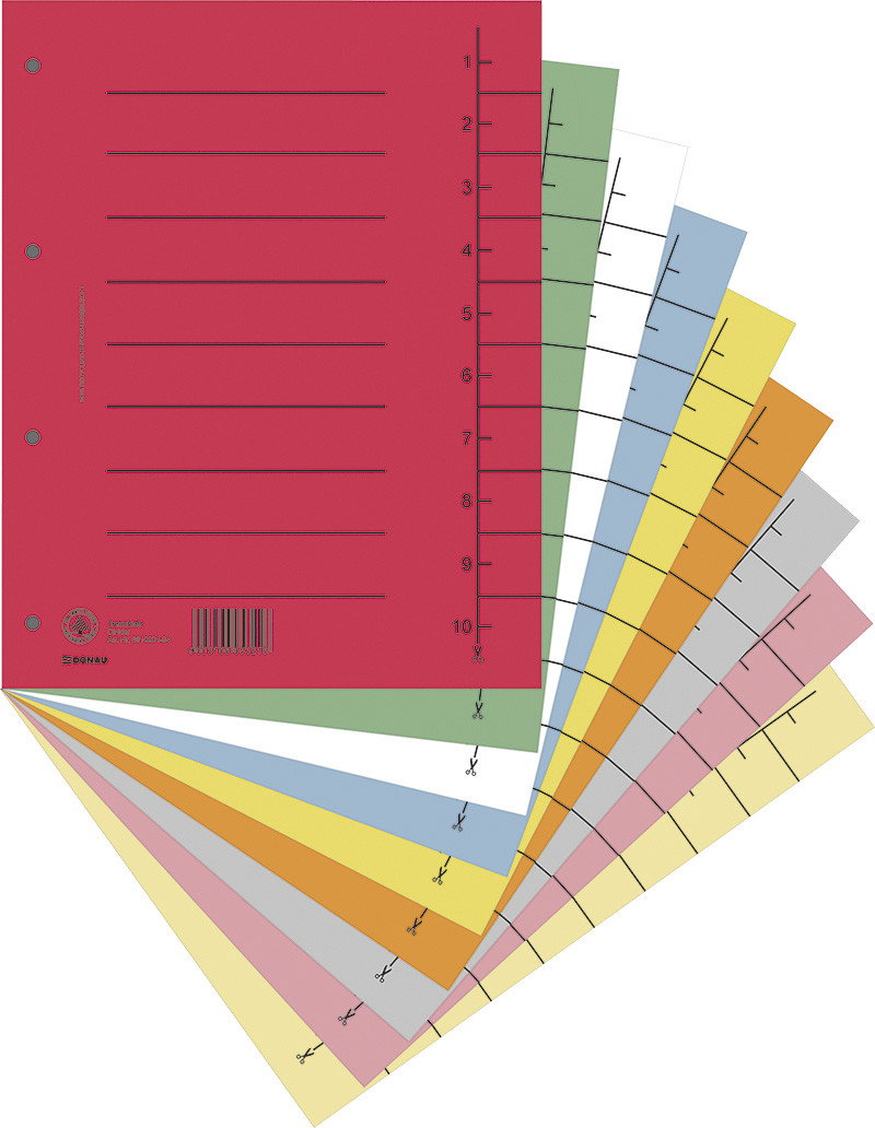Donau Przekładka , karton, A4, 235x300mm, 1-10, 1 karta, mix kolorów 8610001S-99