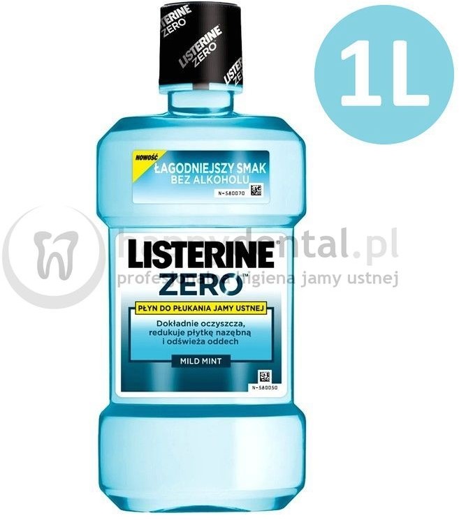 Johnson and Johnson LISTERINE ZERO 1000ml - płyn do płukania jamy ustnej o łagod