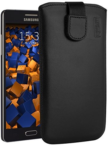 Mumbi prawdziwe skórzana torba na Samsung Galaxy (klapka z funkcją wyciągania), czarny